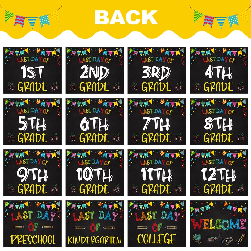 PETCEE First & Last Day of School Photo Prop Sign 10''x8'' Back to School Photo Prop Signs for Kids Girls Boys Reusable 15 Grades Preschool Kindergarten to College Photo Props Gifts - Image 3